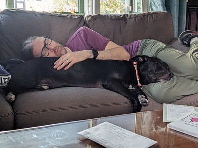 Jon and Kong napping on the couch