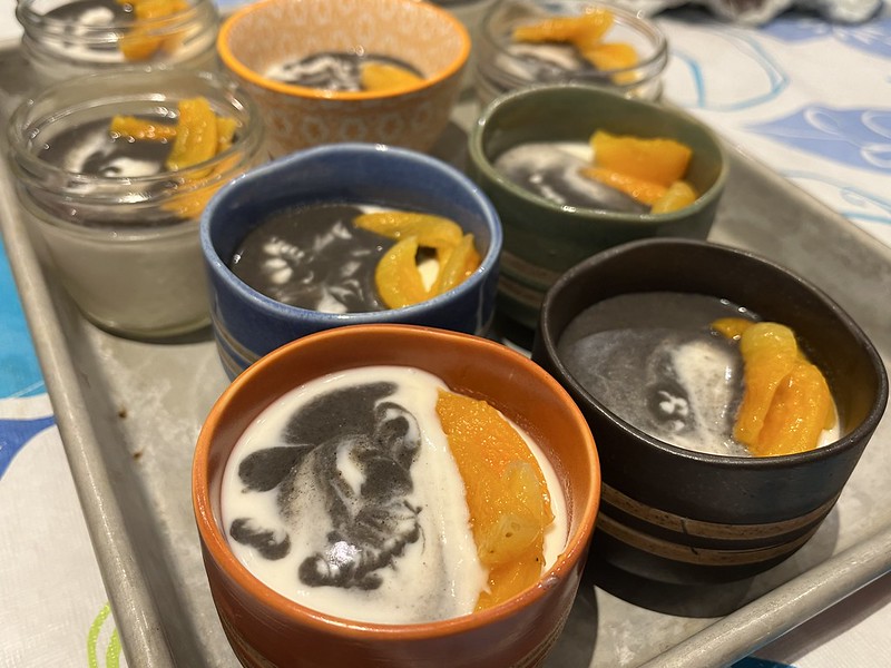 Almond Tofu With Poached Apricots & Black Sesame