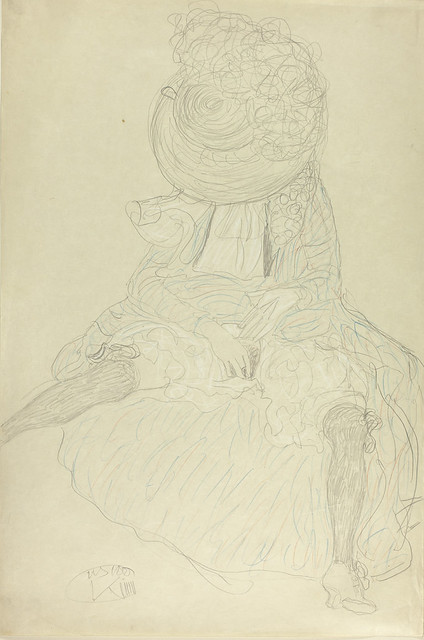 Femme assise de face avec chapeau (Klimt)