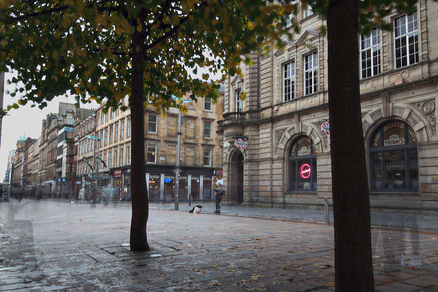A lone piper on Buchanan Street, Glasgow?
