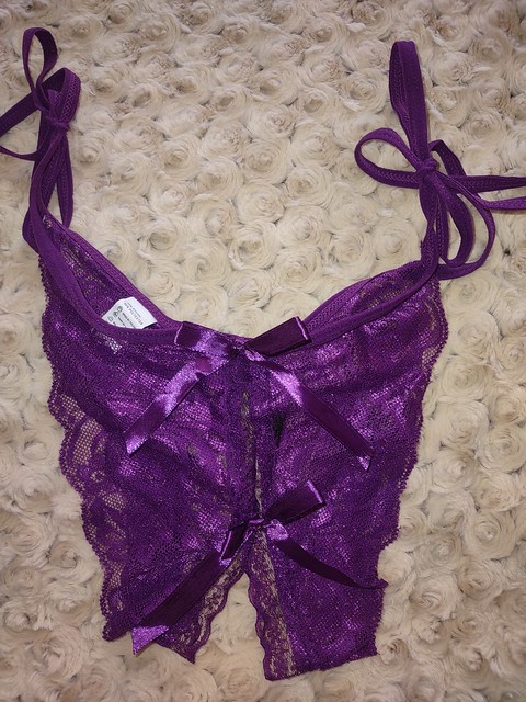 HOTSO Purple Sexy Floral Lace Panties tie with Bow_1