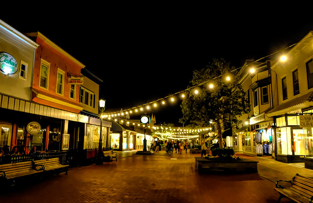 Shops at night in Cape May, New Jersey