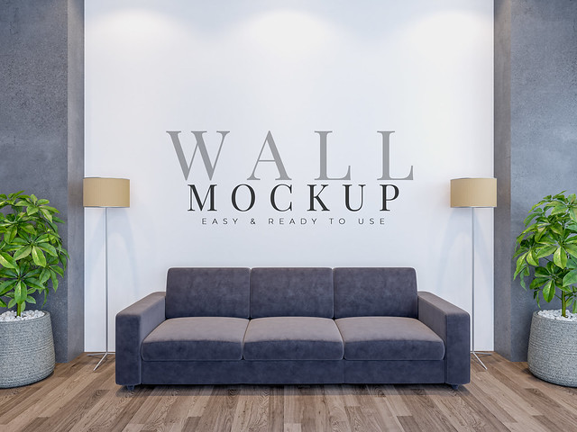 Wall mock up in modern interior designs with furniture and decoration