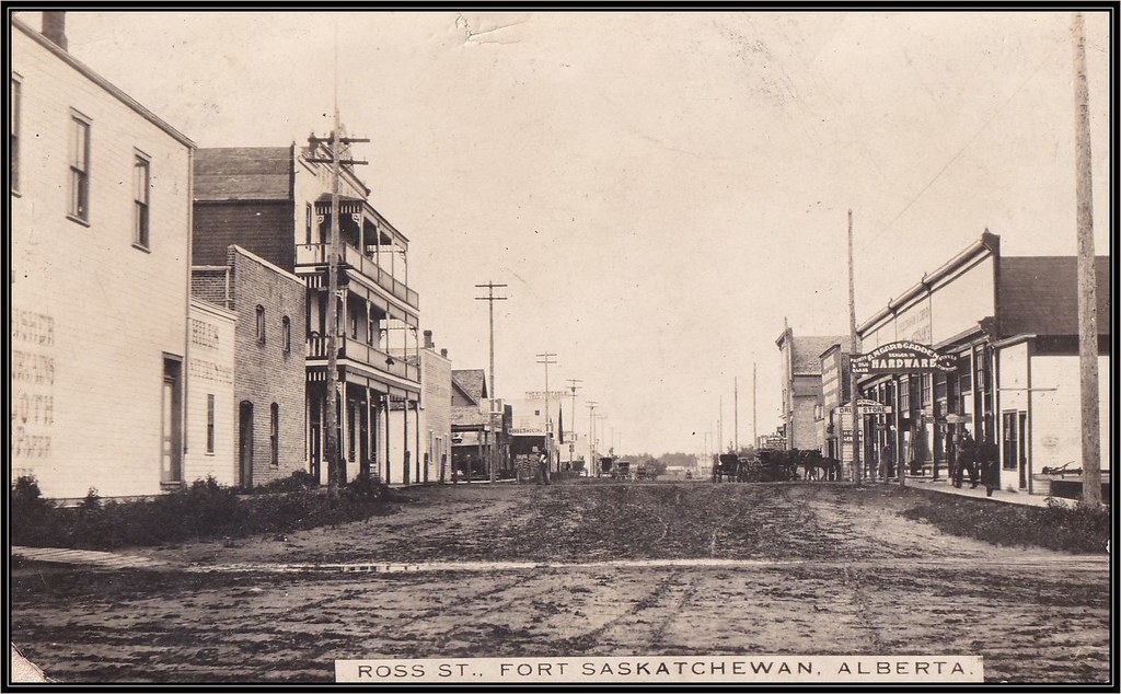 c. 1912 Real Photo Postcard - Early View of Ross Street in Fort Saskatchewan, Alberta