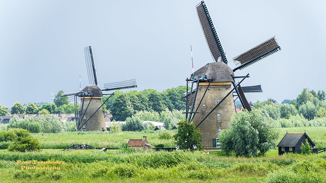 Three Windmills (Two Running), Kinderdijk, South Holland, The Netherlands