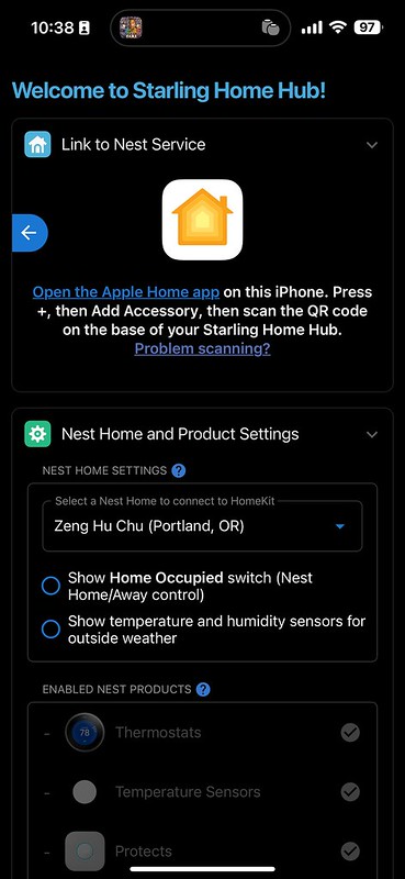 Starling iOS App - Nest Home And Product Settings #1