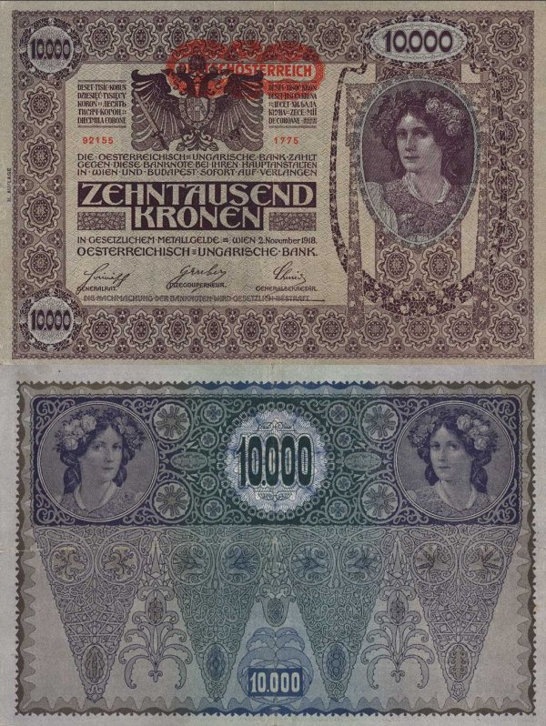 Austria p66 10000 Kroner-1919