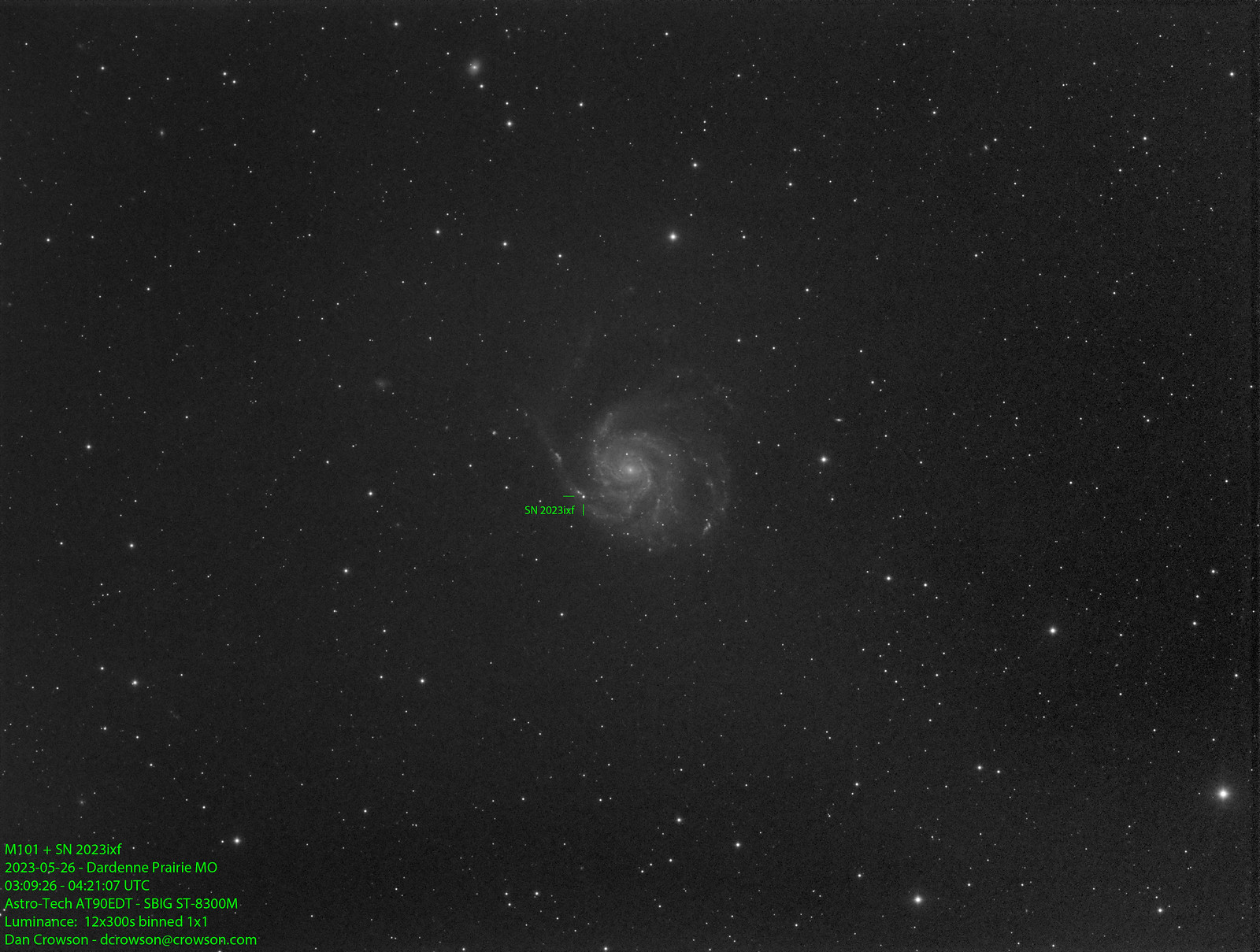 M101 + SN 2023ixf - Luminance