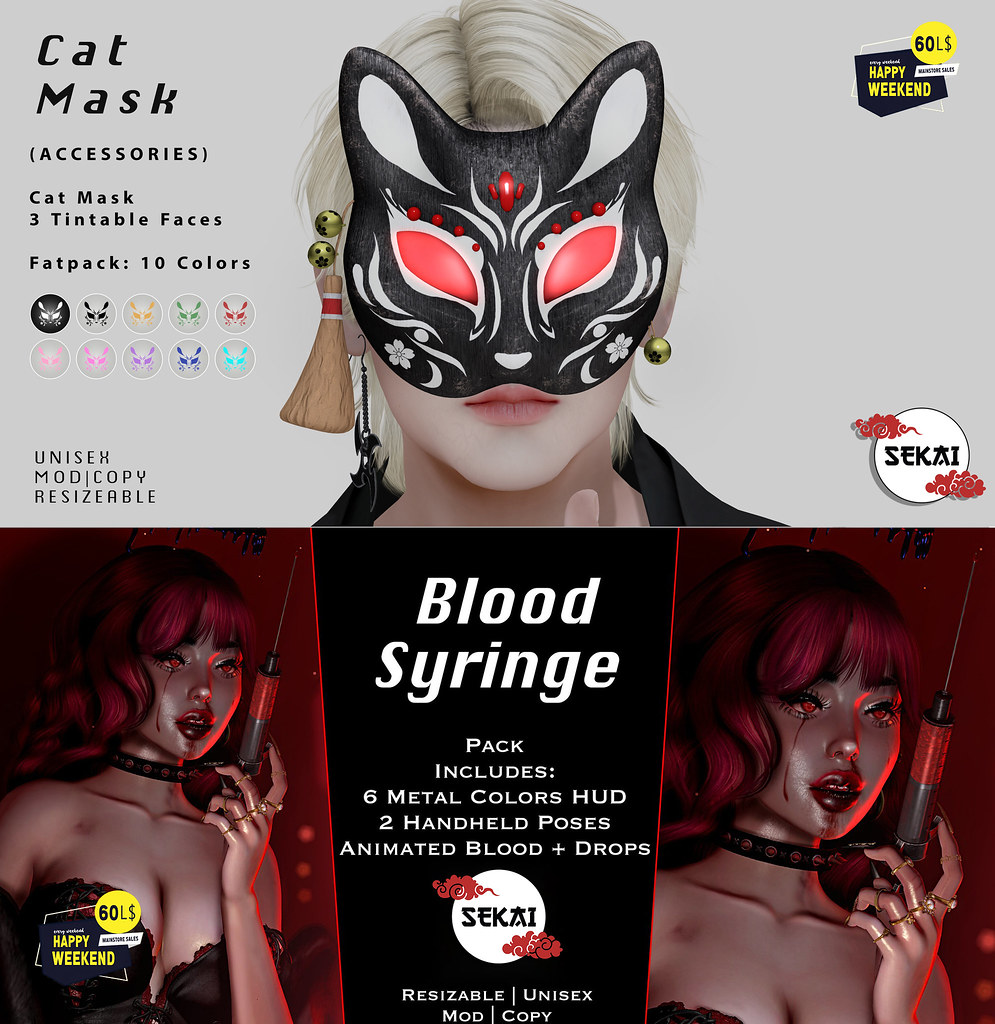 SEKAI – Cat Mask + Blood Syringe – 60L$ Happy Weekend