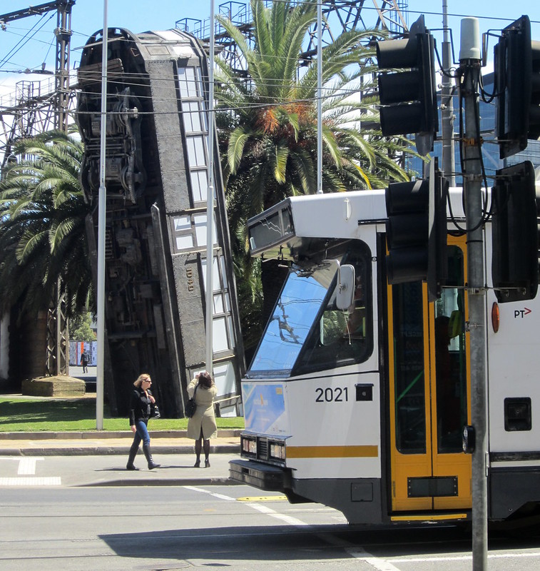 Tram sculpture at Flinders/Spencer Streets (October 2013)