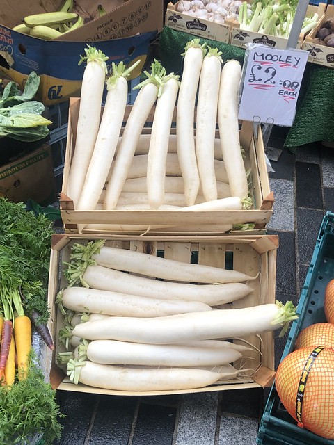 Veggie stand in a market in Kinston