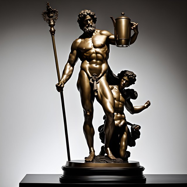 Auction lot: bronze statuette of Hercules with a coffee can, North-Italian school, XVIIth century