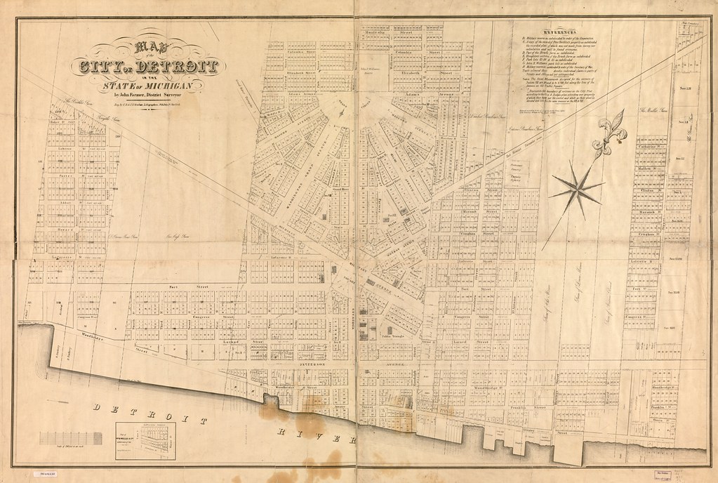 Farmer's Detroit Street Map 1835