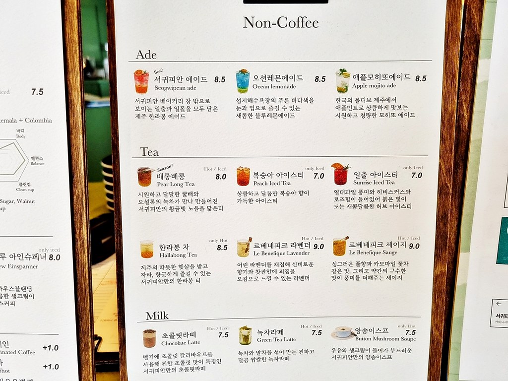 Non-Coffee Beverages Menu