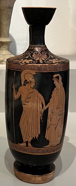 Lekythos, Menelaos führt Helena fort, Armento, ca. 480 v. Chr., Altes Museum, Antikensammlung, Berlin