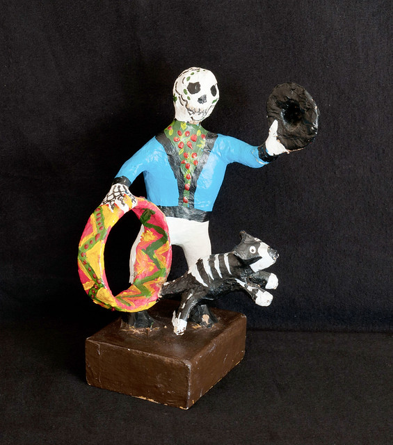 Roel Palacios Paper Mache Skeleton Dog Trainer Day of the Dead