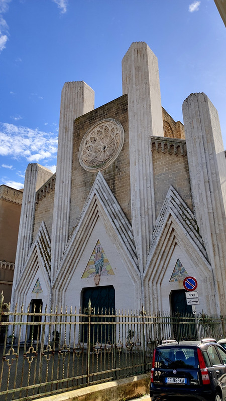 The Art Deco-ish Facade of Parrocchia del Sacro Cuore di Gesù - Gallipoli, Apulia, Italy