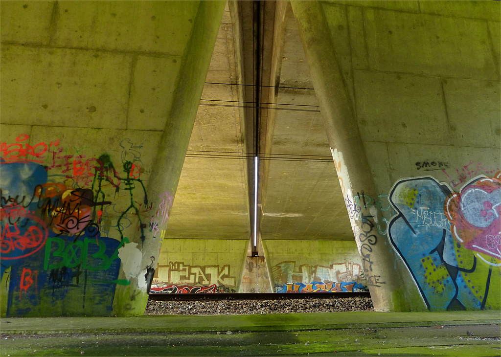 Under a viaduct