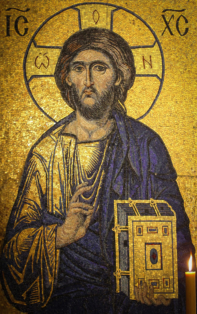 Russian Federation, Holy Moscow, Mosaic Icon of Christ Pantocrator in Church of the Forty Martyrs of Sebaste,  Novospassky Lane / Krestyanskaya Square, Tagansky district. Православнаѧ Црковь.