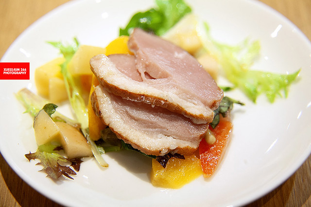 Smoked Duck, Roasted Peach & Red Apple Salad