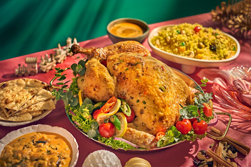 North Indian-style Roasted Turkey with Makhani Sauce, Vegetable Korma, Kashmiri Rice & Plain Naan