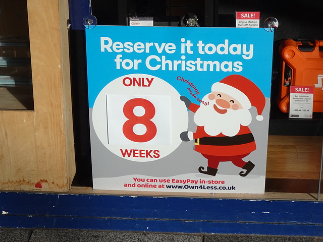Christmas Sign, Bus Station, Gwent Square, Cwmbran Centre 31 October 2023