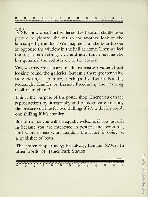 London Transport Poster Shop : advert issued by the London Passenger Transport Board : in Signature, issue 6, July 1937