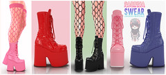L+B @ FAMESHED:NOV Sabrina Platform Boots - Latex & Leather