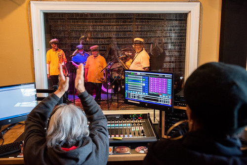 Missy Bowen claps as Treme Brass Band performs the final live performance at WWOZ's French Market Building studio on November 1, 2023. Photo by Ryan Hodgson-Rigsbee