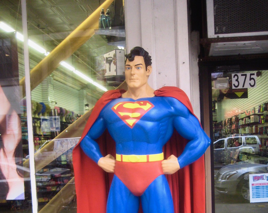 2012 Creepy Glassy Eyed Superman outside Costume Shop 4464A
