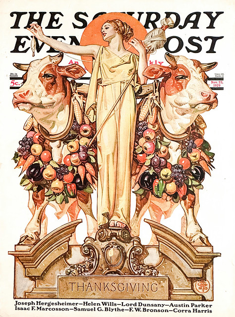 “Thanksgiving, 1929” by J.C. Leyendecker on the cover of “The Saturday Evening Post,” November 23, 1929.
