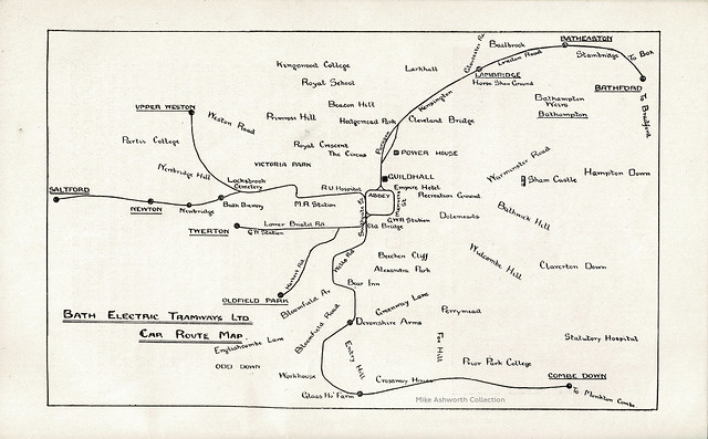 Visitors' guide to Bath & District by Electric Car and Motor Bus : Bath Electric Tramways Co. Ltd., Bath : nd [c.1912] : electric car - tram - route map