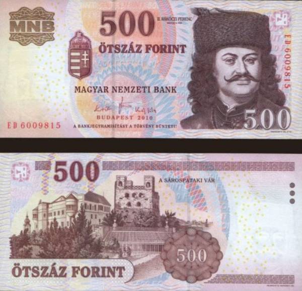 Hungary p196c 500 Forint 2010
