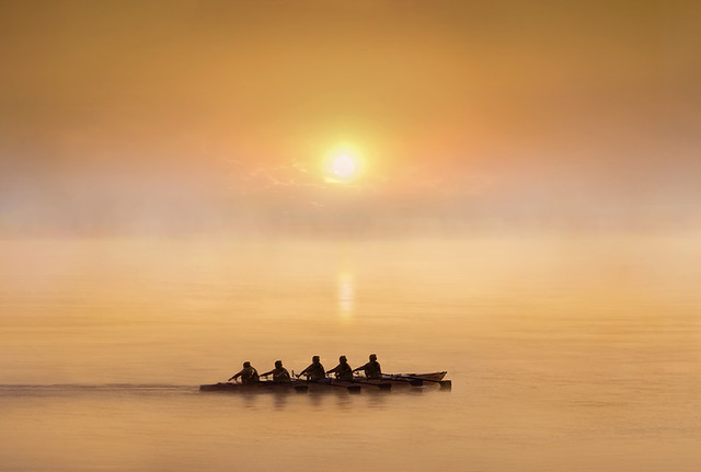 5 Rowers at Sunrise