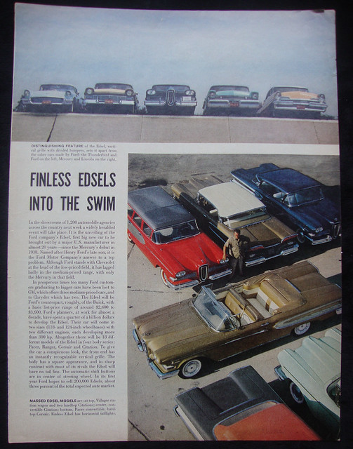 1957 1958 Edsel USA Original Magazine Single Page Article