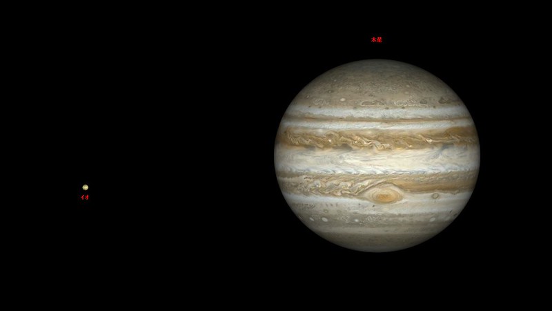 WinJUPOS によるシミュレーション: イオと木星 2023-11-01 12:45.1 UT