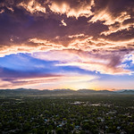 Drone HDR HDR shot of the sunset using a DJI Mavic Mini 3 Pro - West Arvada, looking West towards the mountains