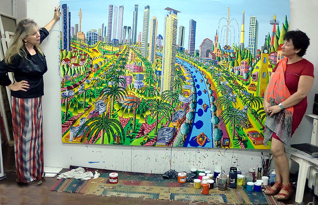 israel paisaje urbano ingenuo arte pinturas raphael perez pintor israelí artista
