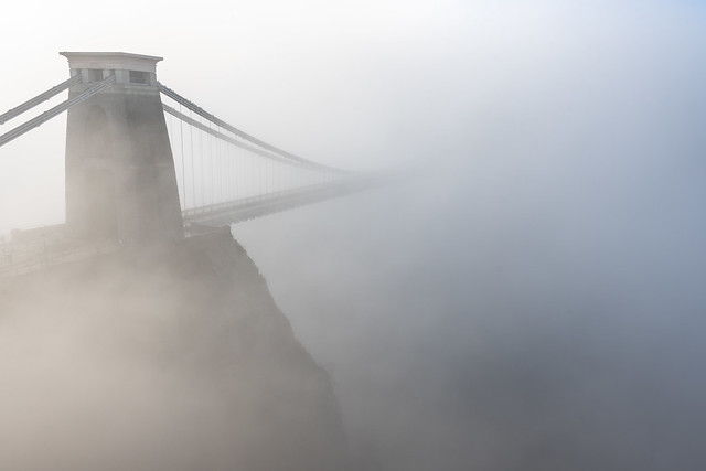 Clifton Suspension Bridge in fog
