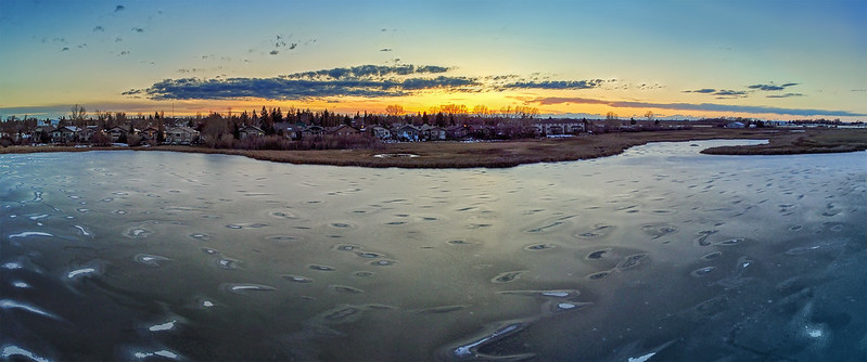Icy Sunset, Lower Pond, Gray's Park, Strathmore AB, 2023-11-05