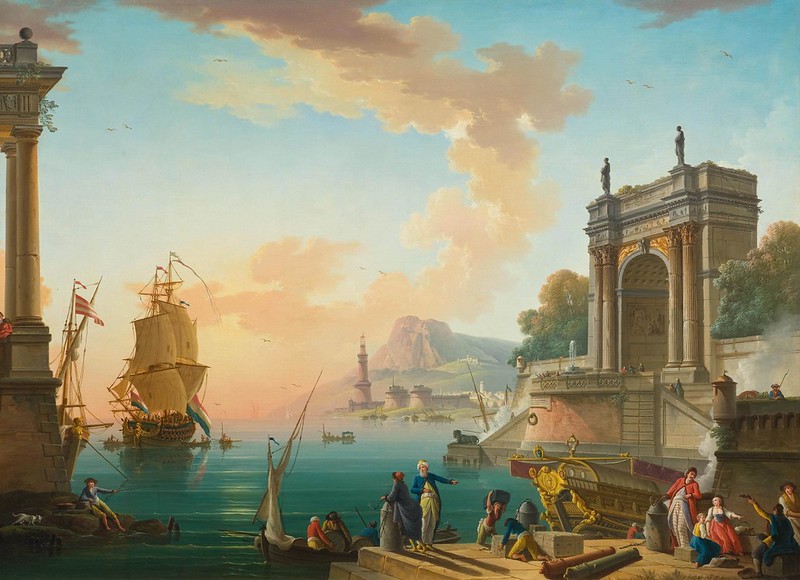 Charles François Lacroix de Marseille (c.1700-c.1780) - Mediterranean harbour (1776)