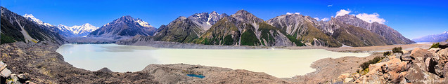 Tasman Lake, Tasman Glacier & Mountains - Aoraki Mt Cook National Park, MacKenzie Region, Canterbury, South Island, New Zealand