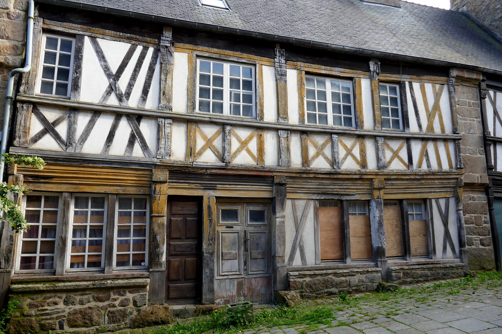Maison à colombages, rue Quinquaine, Saint Brieuc, Côtes d'Armor, Bretagne.