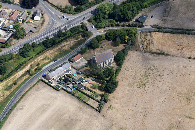 Aerial image: Pirnhow Chapel near Bungay in Suffolk