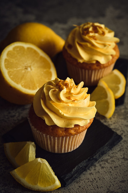 lemon muffins on a dark background