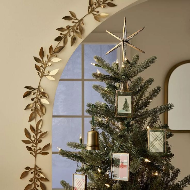 Christmas Tree with Frame Ornaments and Large Star Tree Topper | Target Holiday Decor