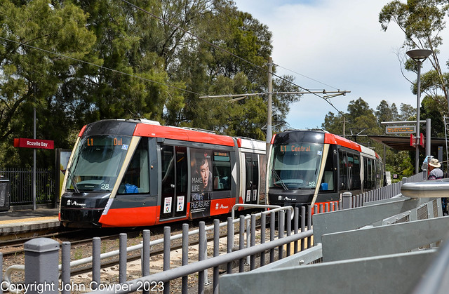 Sydney Light Rail - LRVs 2228 and 2252 at Rozelle Bay