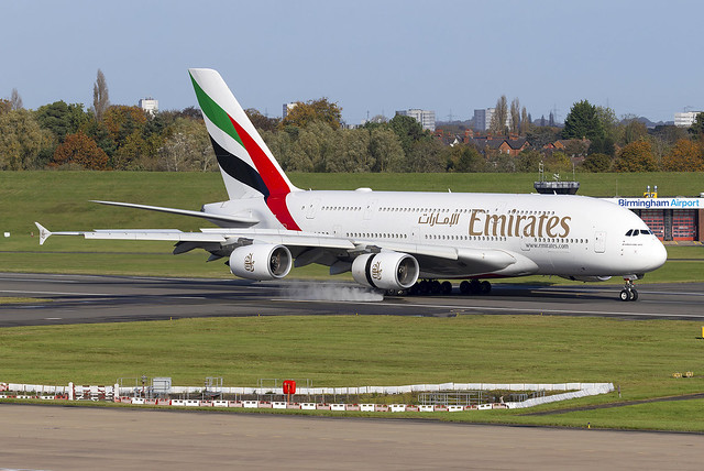 Emirates Airbus A380 A6-EUN at Birmingham Airport BHX/EGBB