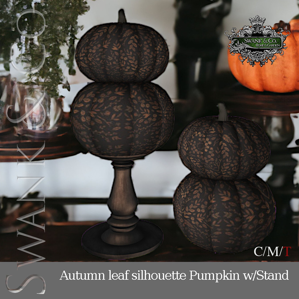 Swank & Co. Autumn leaf silhouette pumpkin & stand