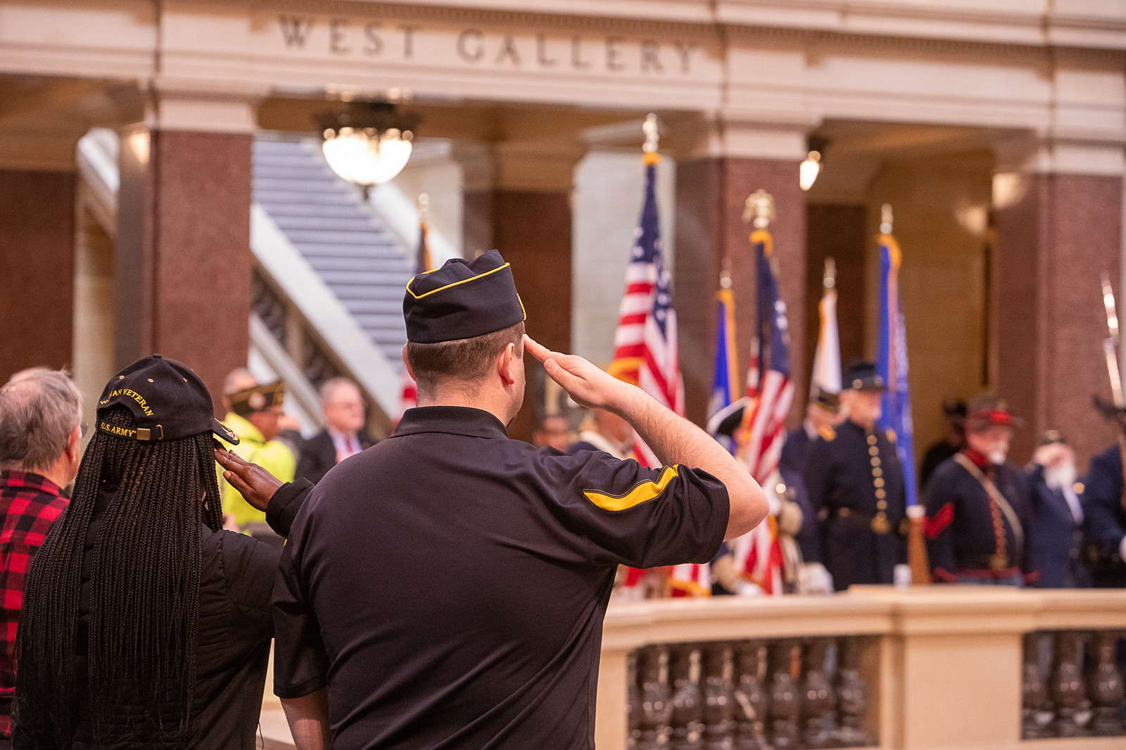 Veterans Salute the Colors in the Wisconsin Capitol Rotunda